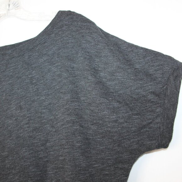 FOREVER 21 WOMENS GRAY BLACK SHORT SLEEVE SHORT WAISTED TOP SZ M LACE BACK - Picture 7 of 16